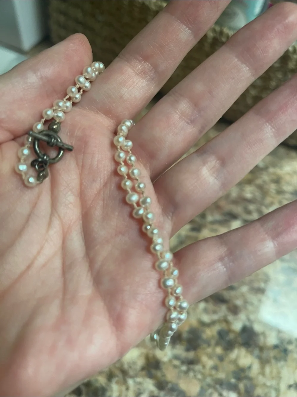 Vintage hand beaded pearl necklace